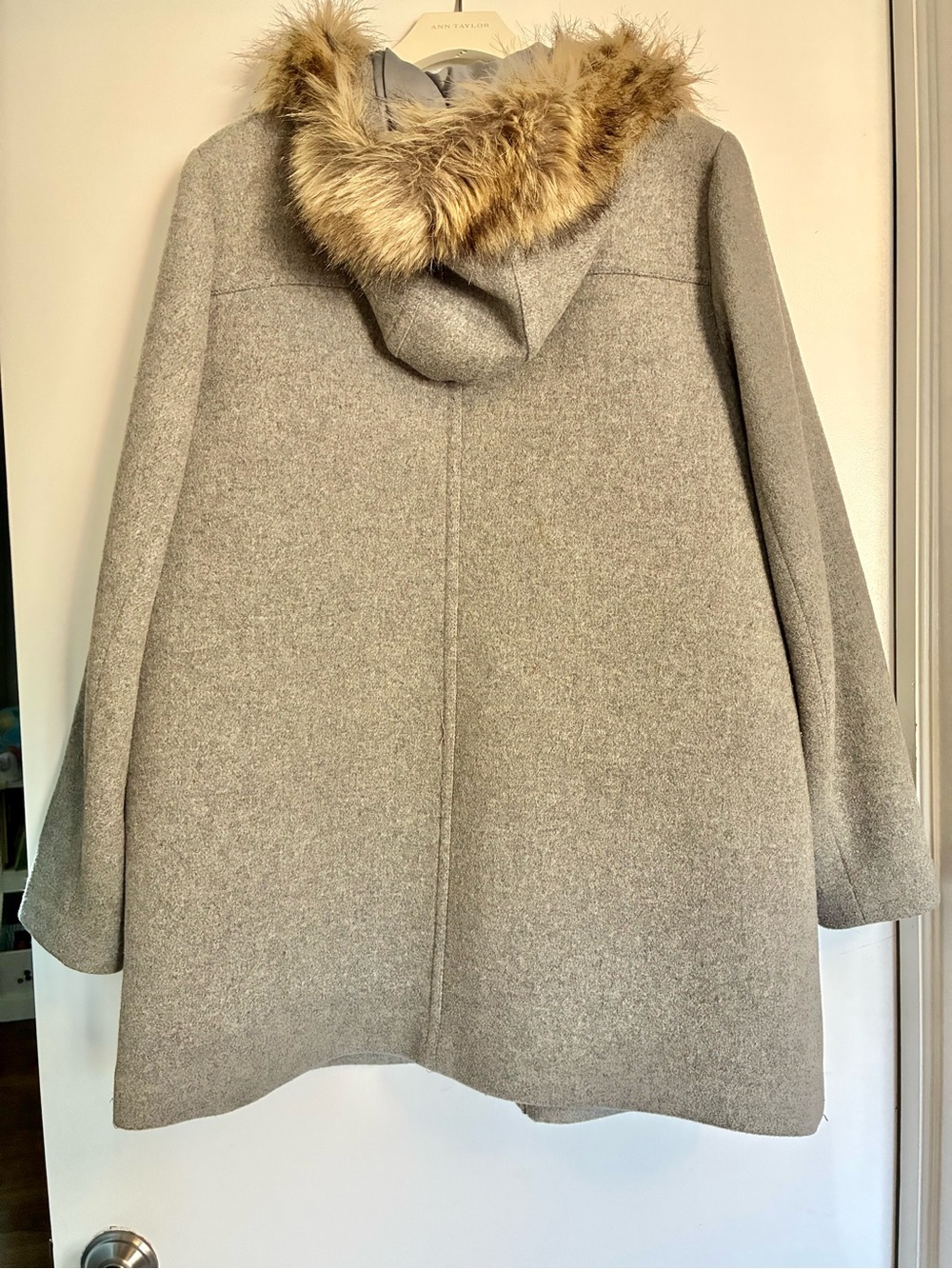 J. CREW Wool Stadium Coat Size 12 Grey Hooded - Picture 7 of 11